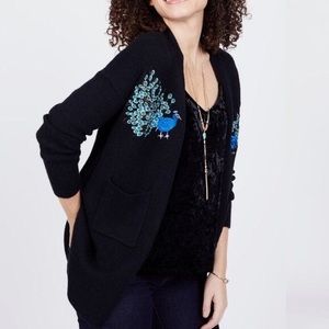 Embroidered Open Front Cardigan